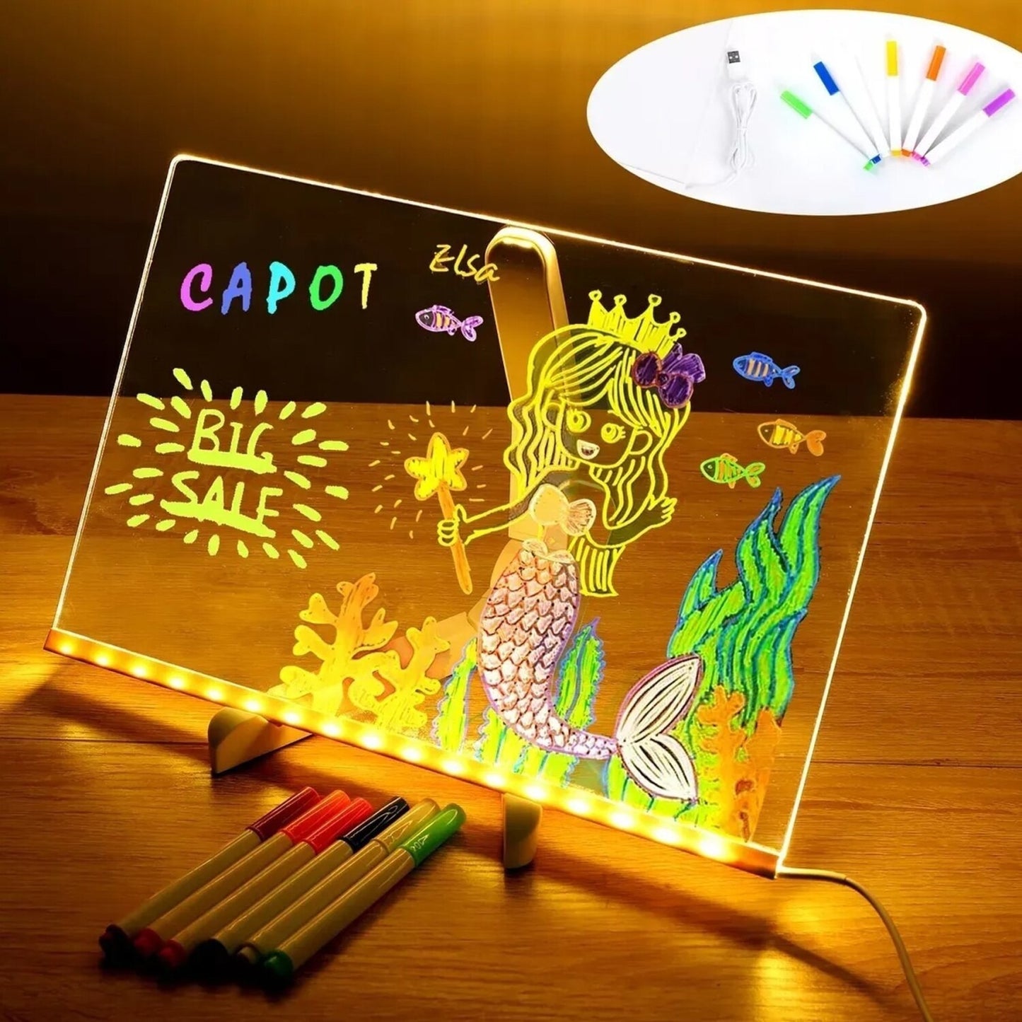 Pizarra Magica 20cm X 30cm Luz Led usb