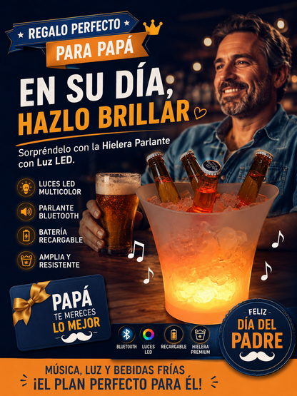 Hielera Parlante con luz LED.